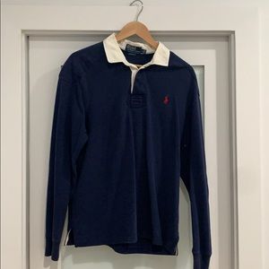 Polo Ralph Lauren navy shirt with white collar